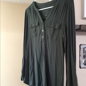 Long sleeve olive green button top